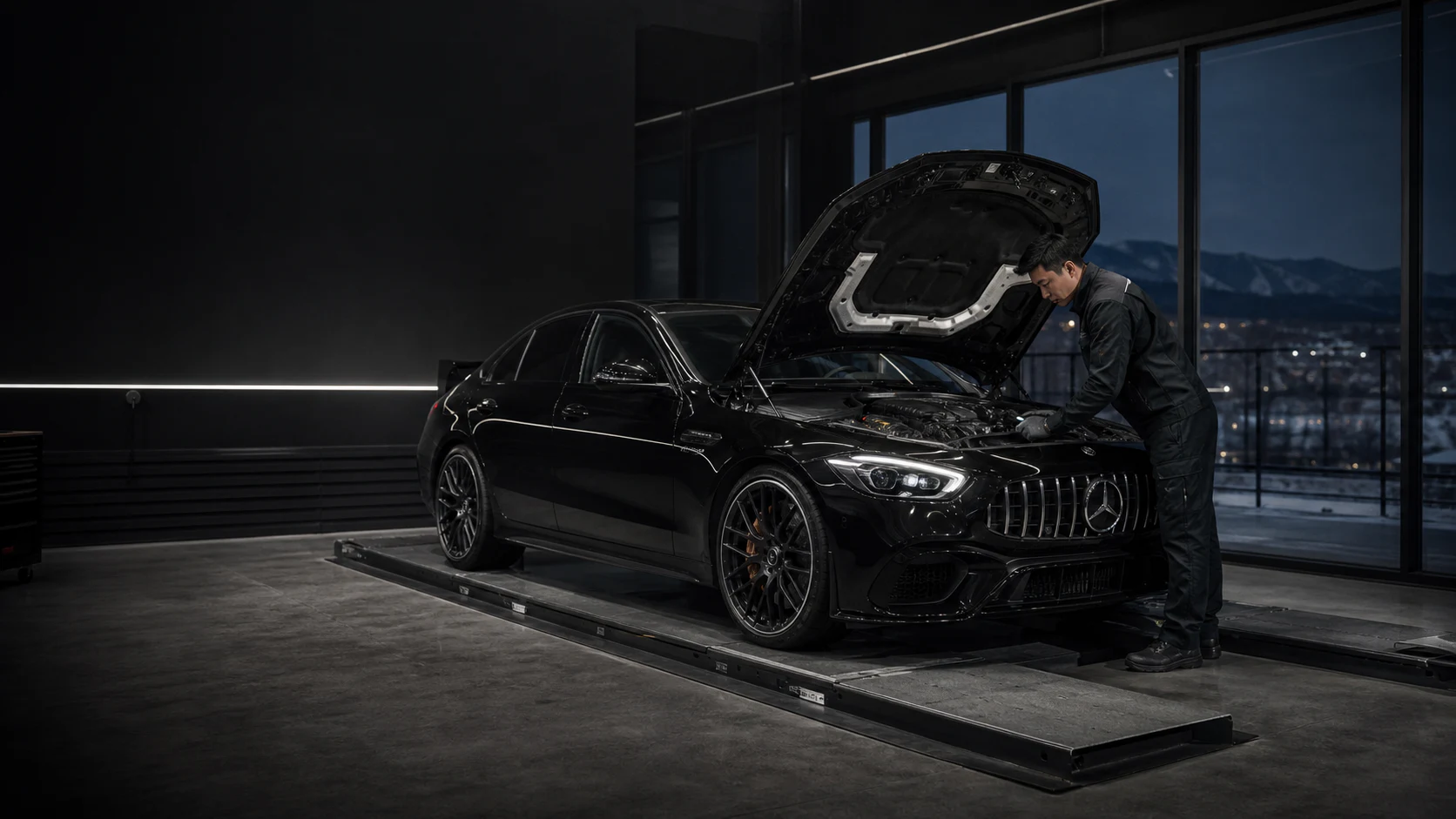 Mercedes-AMG receiving a precision workshop inspection